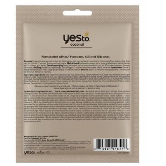 4pack yes to coconut hydrating paper mask & grapefruit brightening peel-off mask - Picture 8 of 10